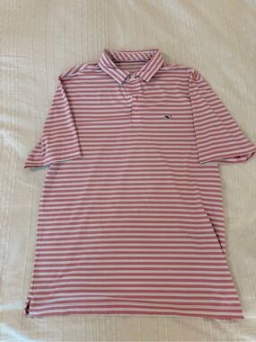 Vineyard vines men’s polo performance large red white stripe